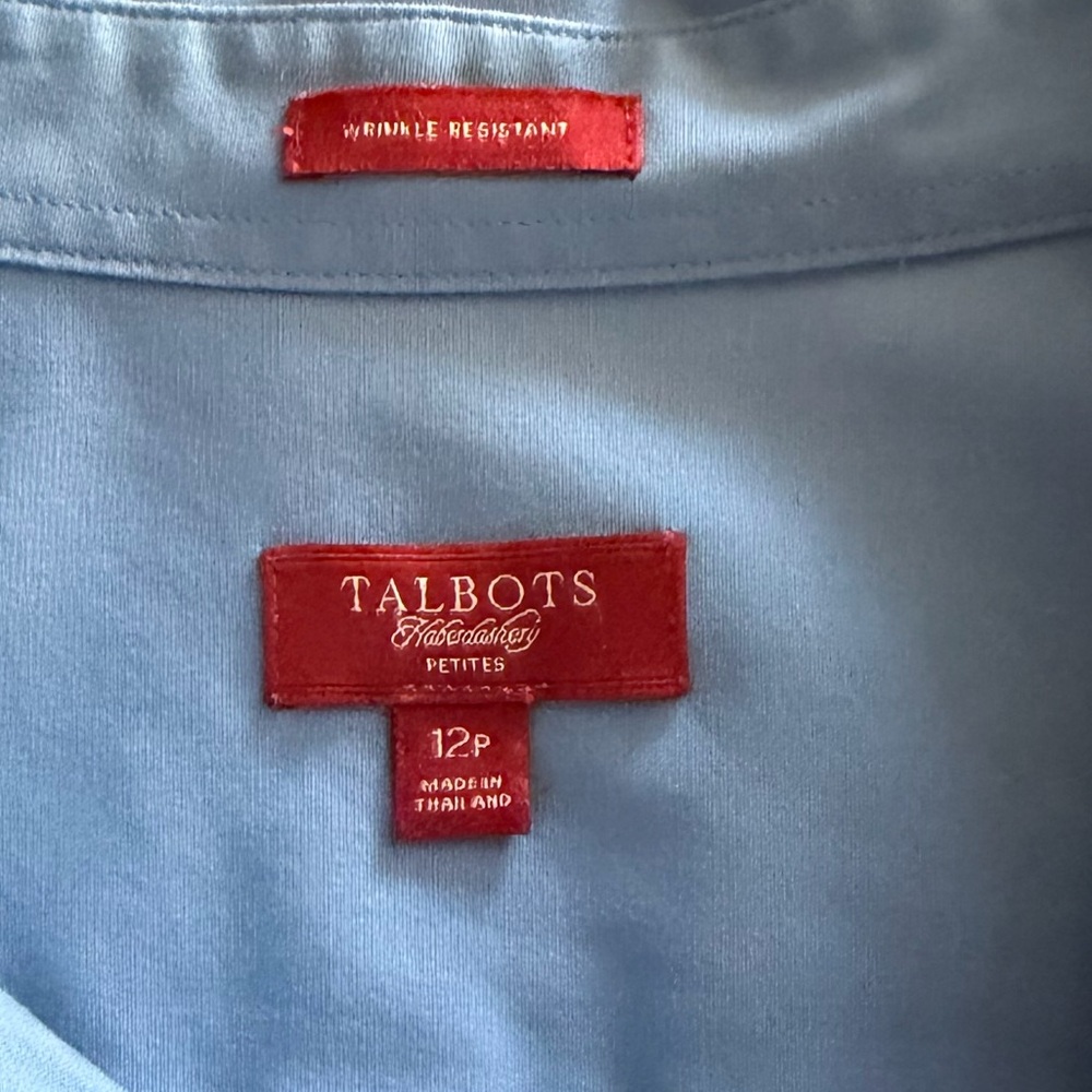 Talbots Wrinkle-Resistant Button Front Blue Blous… - image 3